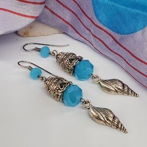 Silver Jewelry Blue Crystal Long Dangling Lightweigh Earrings Boho